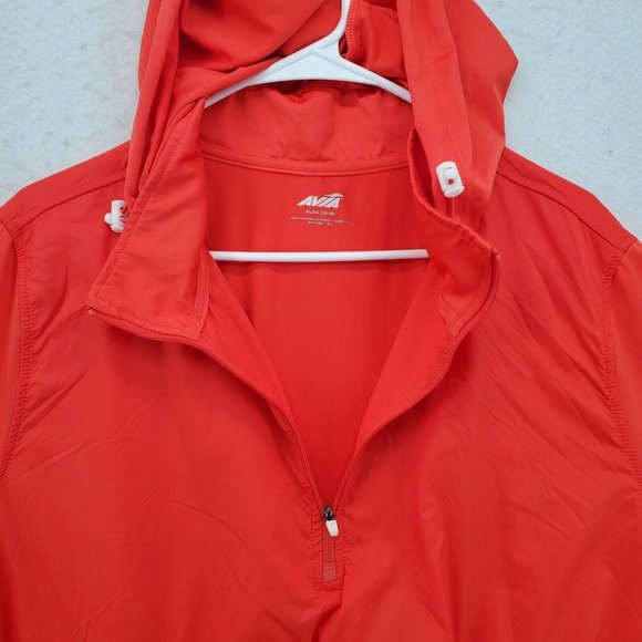 AVIA Shirt Women's Long Sleeve 1/4 Zip Hooded Pullover w/ Toggles Orange XL - Picture 7 of 12